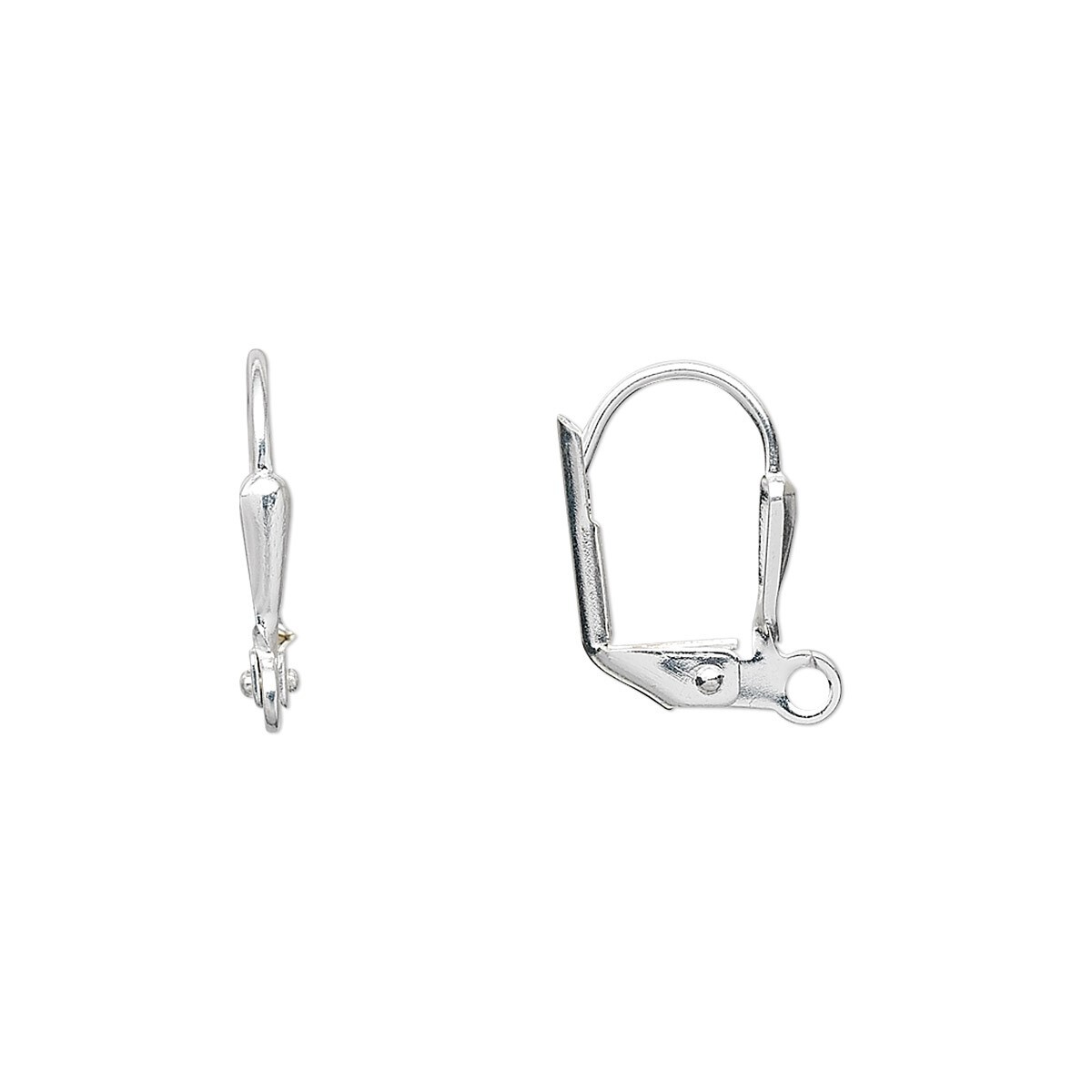 Ear Wire, 100 Silver Plated Brass 16mm Leverback 7x2mm Shield with Open Loop