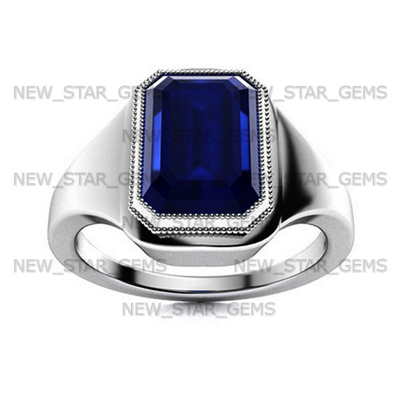 Blue Sapphire Gemstone Ring For Men’s 925 Sterling Silver Ring Handmade Jewelry