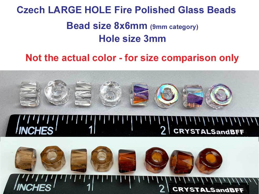 Czech Glass LARGE HOLE Tire Spacer Beads 8x6mm clear Crystal 40 pieces P444