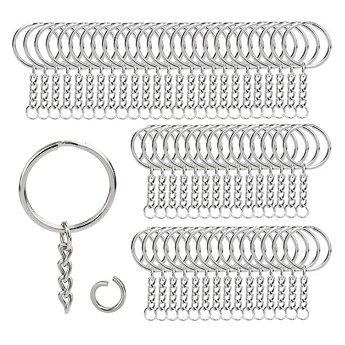 100Sets 1 inch 100Sets Silver 1 inch keychain rings with open jump rings