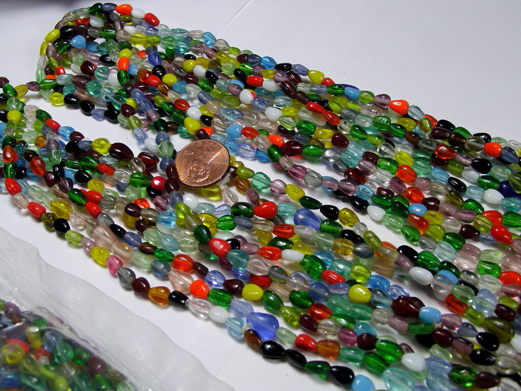 30 Strands 36″ India Handmade Assorted Color Glass Beads Wholesale Bulk (CT-35)