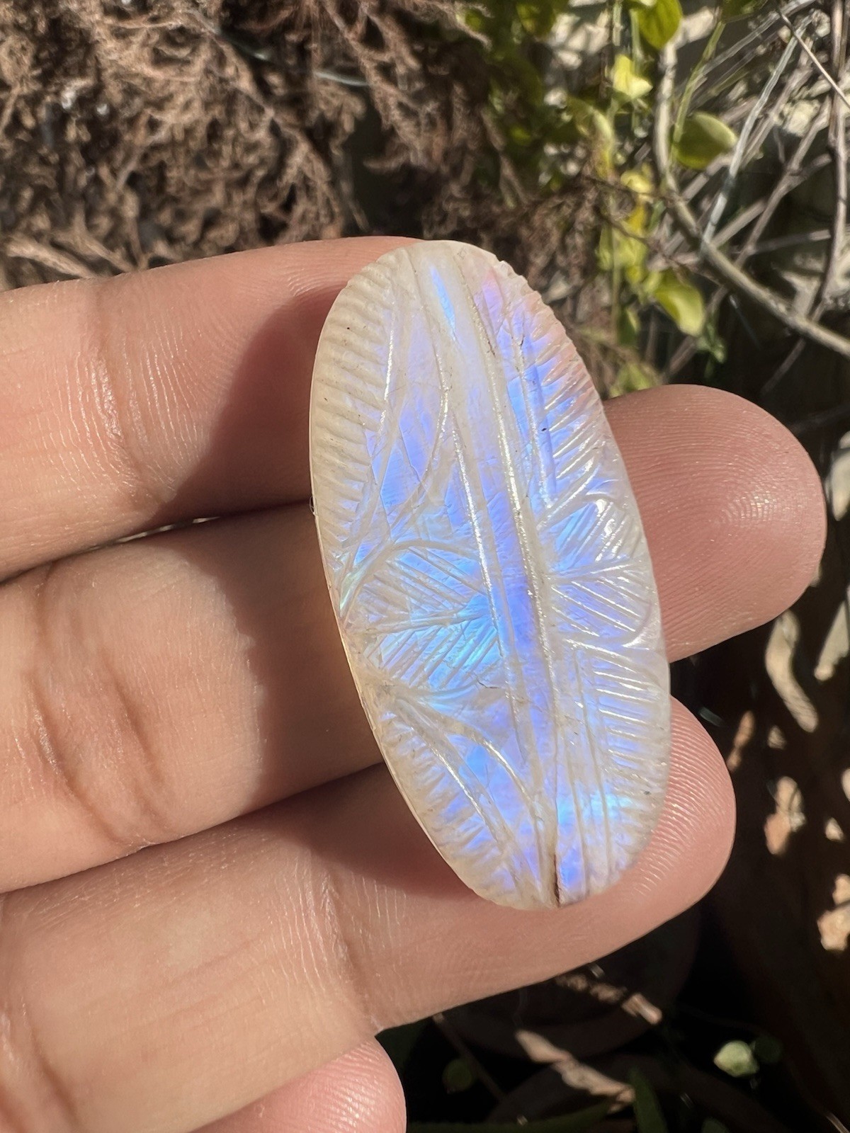 AAA Natural Rainbow Moonstone Carving Gemstone 5 Pieces!White Rainbow Carving!