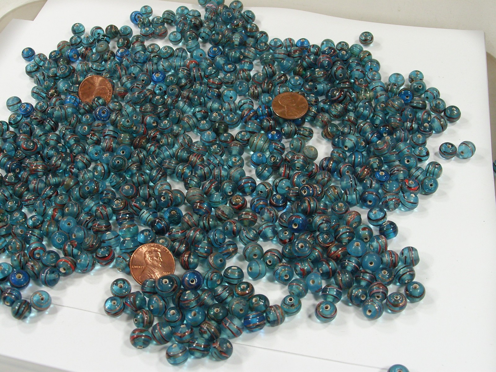2 Pounds 8mm Round Blue India Handmade Glass Beads Wholesale Bulk (OLC-1) ⭐