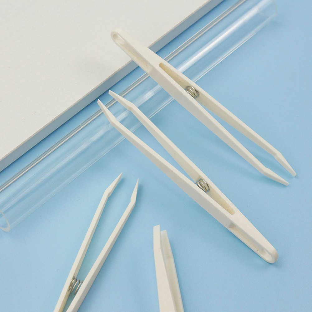 12 Pcs Tweezers for Crafting, Flat Tip Plastic Precision Non Marring