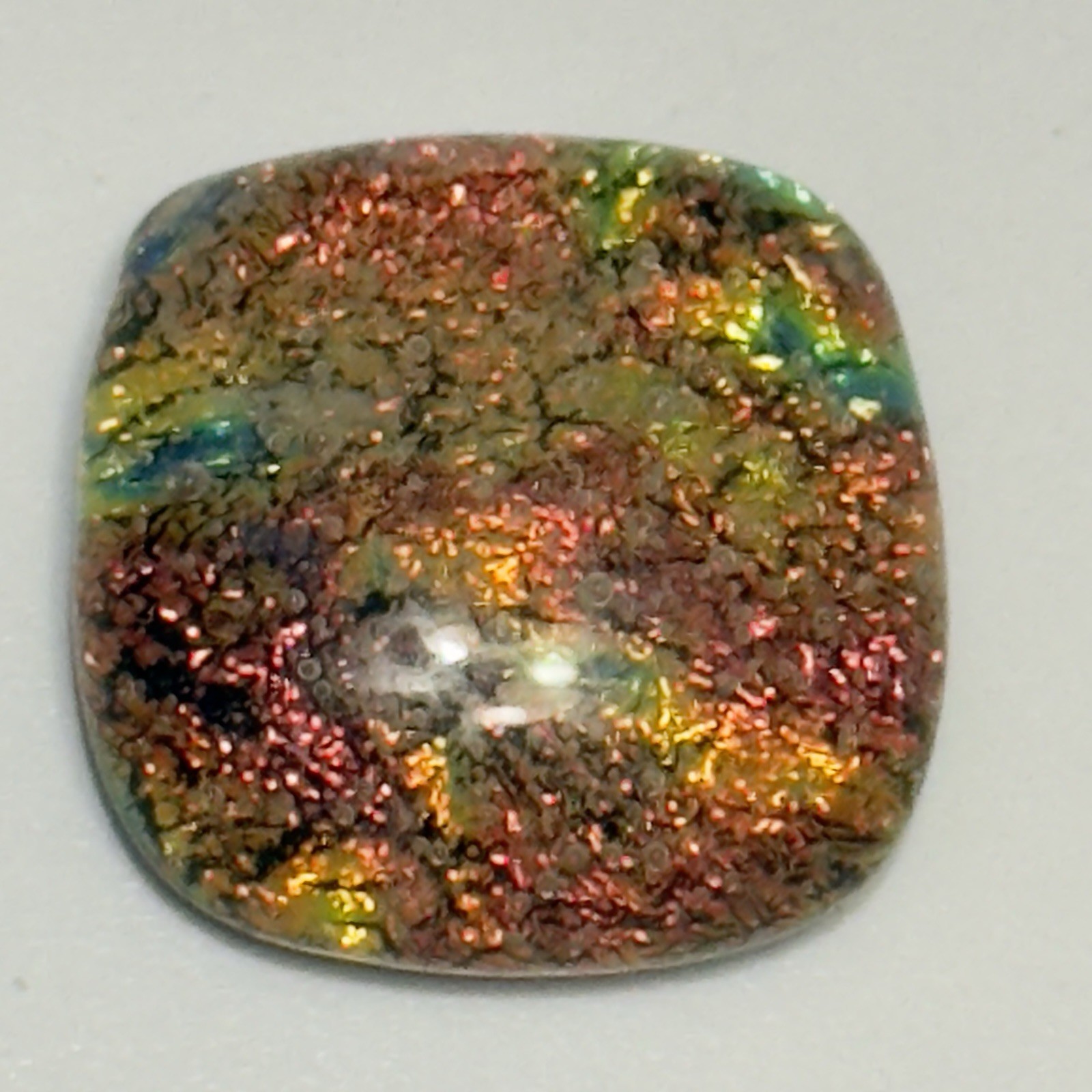 Handcrafted Artesian Dichroic Fused glass hand made sunburst gold cabochon vtg