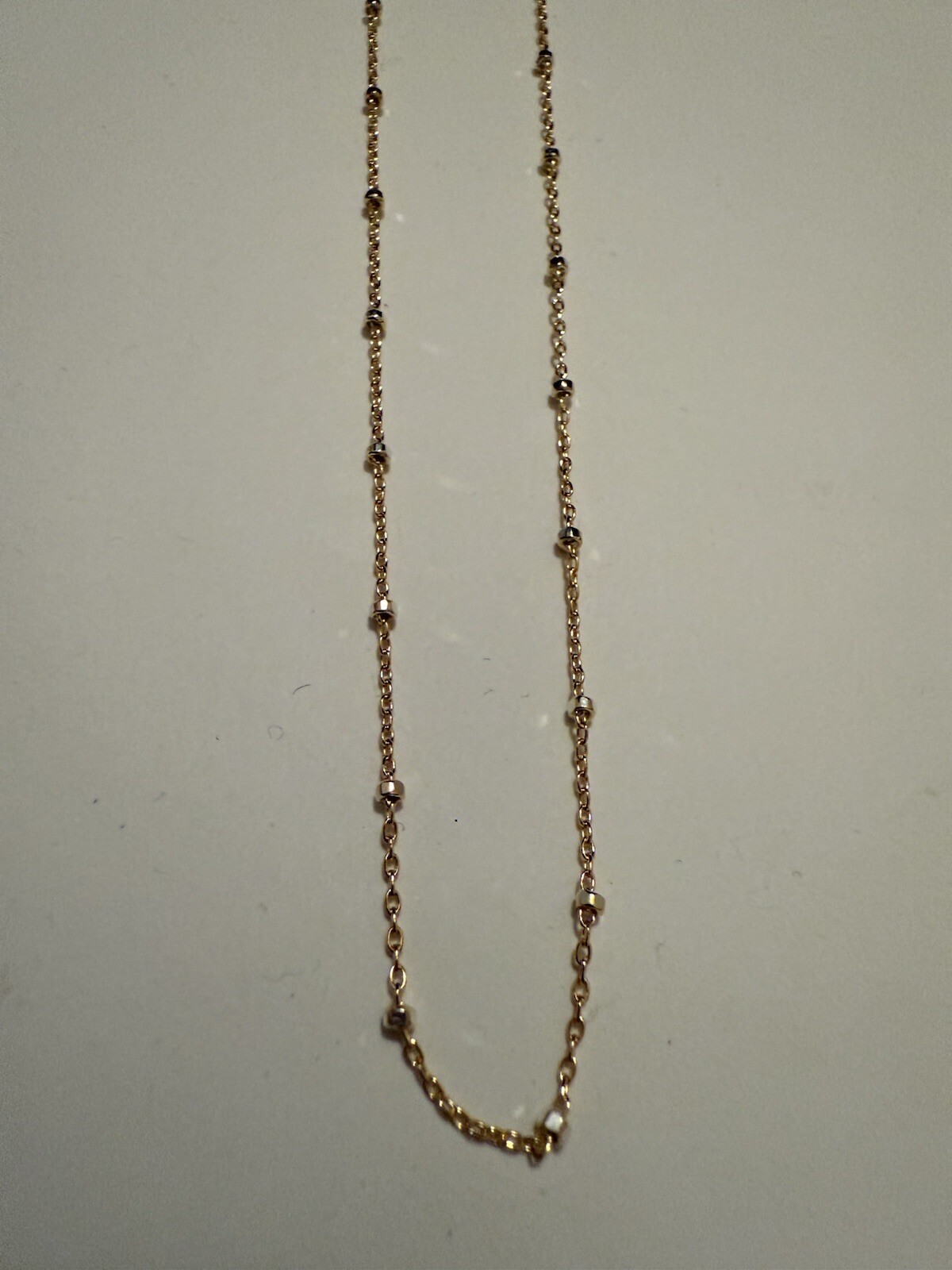 14kt gold fiiled satellite chain 1.4x1mm with silver bead, 16 inch