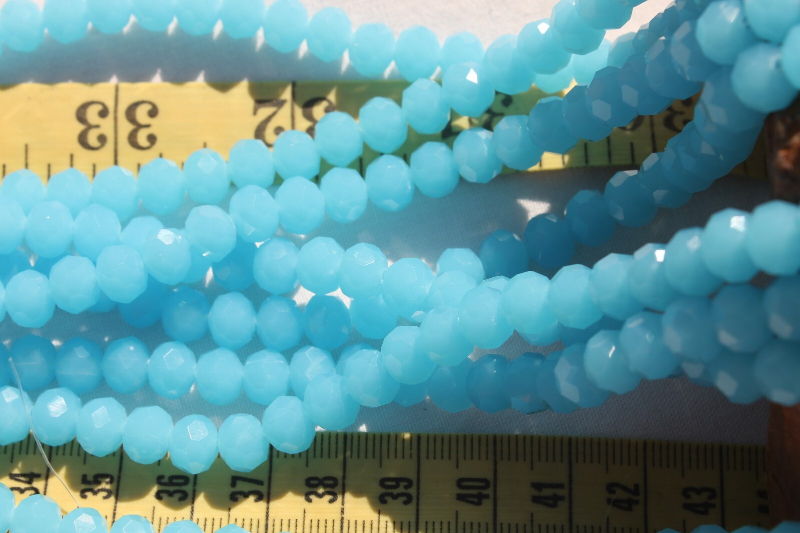 62 Loose Beads 8x6mm Milky Powder Blue Crystal Faceted Rondelle Jewelry Bead