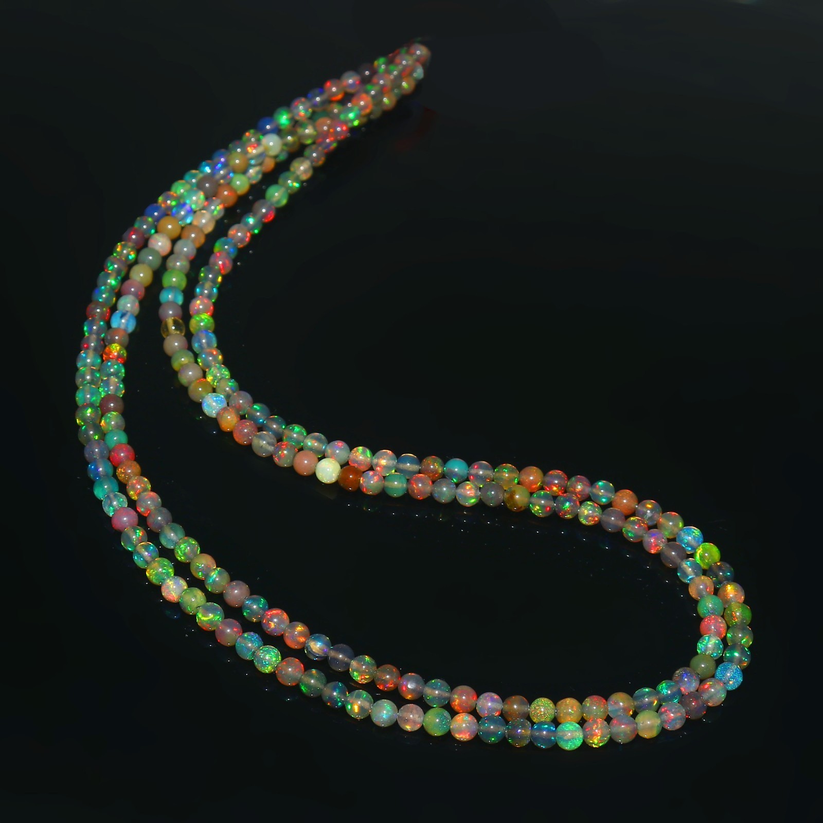 35Cts Natural Opal Smooth Round Beads Loose Gemstone Yellow Fire NB131