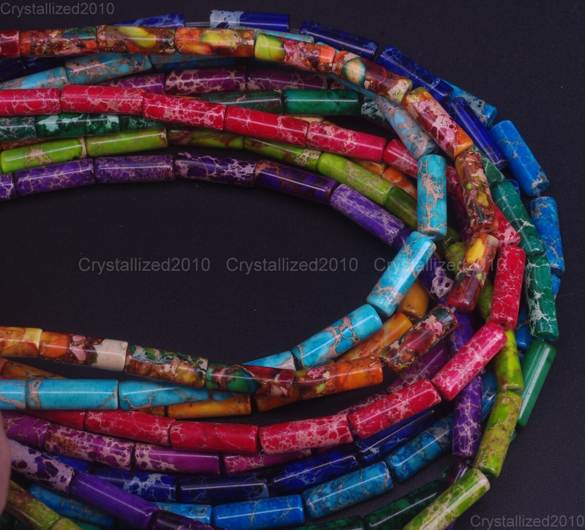 Natural Imperial Sea Sediment Jasper Gemstone Tube Space Beads 4mm x 13mm 15.5″