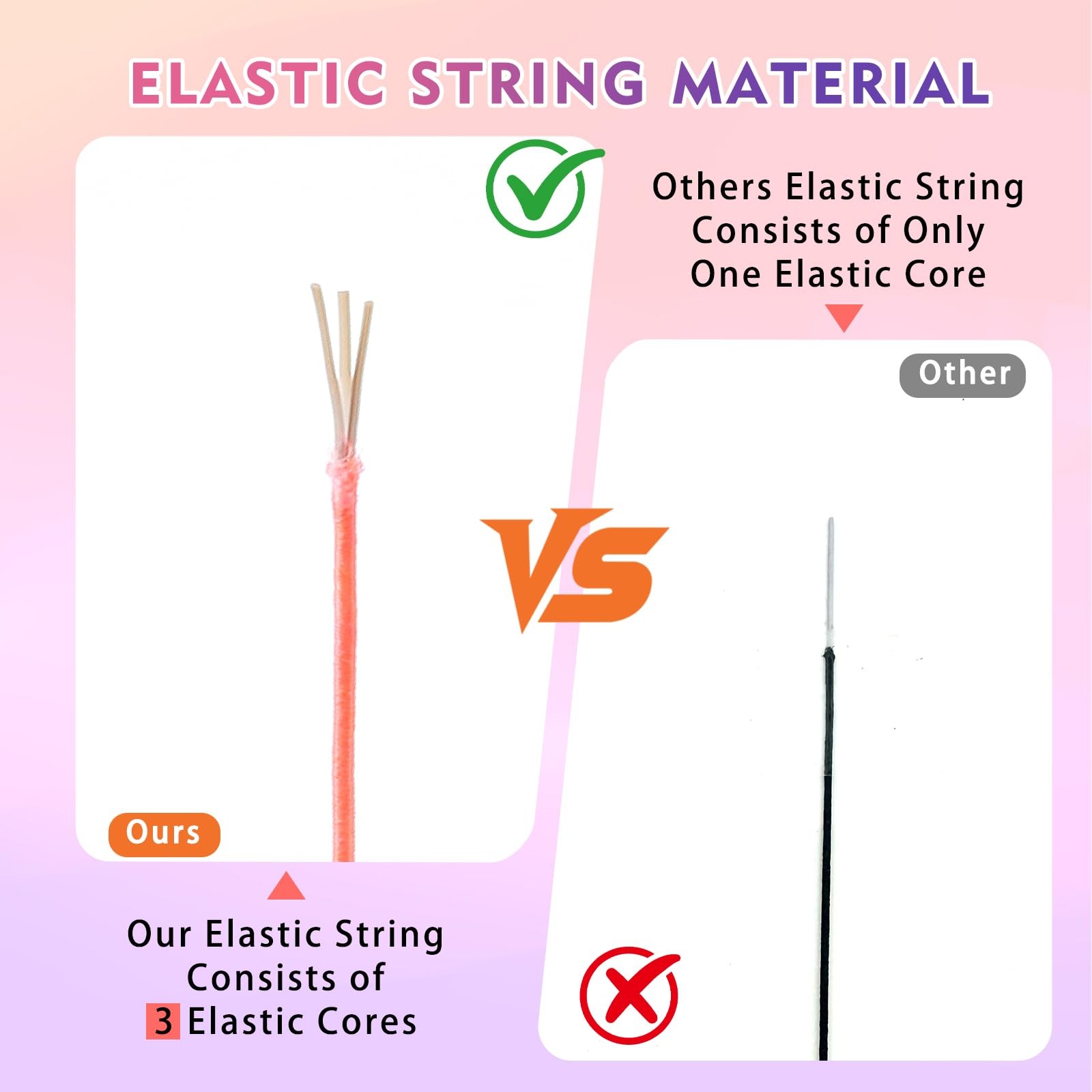 Elastic String for Bracelets 3 Rolls 495 Feet 1.0mm Stretchy Cord Jewelry Making