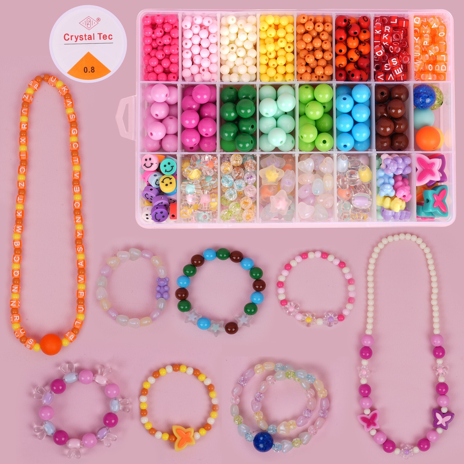 1000Pcs Bracelet Making Kit For Girls Kids DIY Beads For Necklace Jewelry Kits