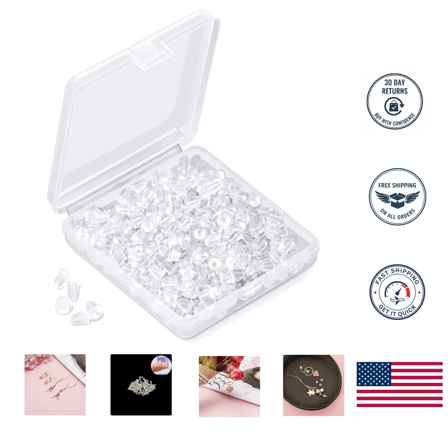 1200 Silicone Earring Backs – Lightweight & Easy to Use Clutch Stoppers