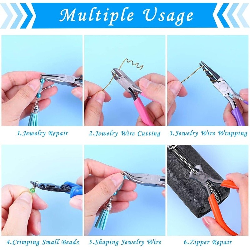 6 Piece Jewelry Making Tools Pliers Set Beading Wire Wrapping Craft DIY New