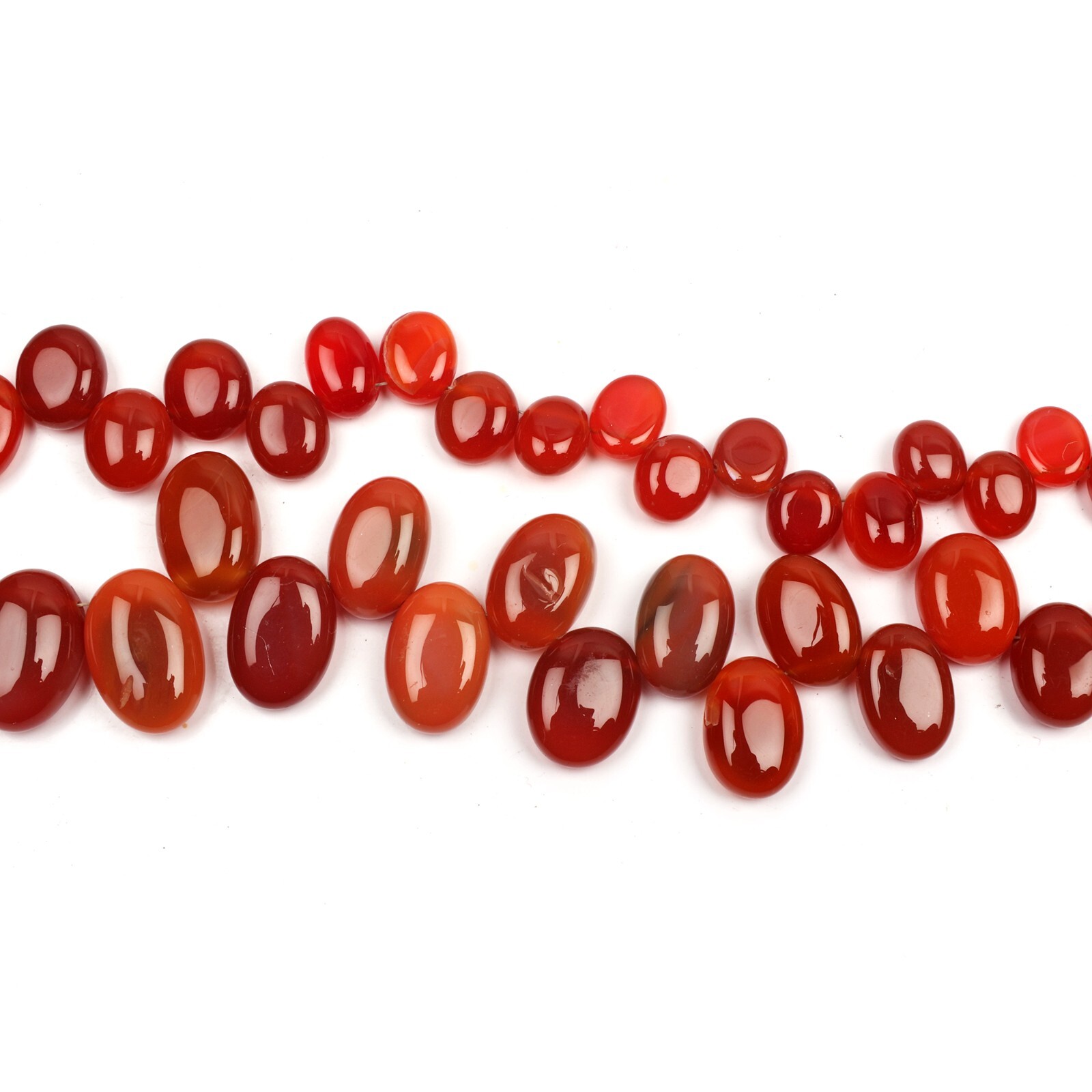 Natural Red Onyx Beads 8 Inch Strand 6X7-11X15 MM Beads Smooth Oval Shape Beads