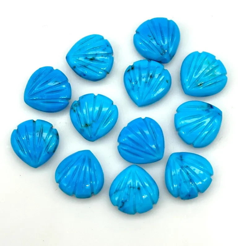 5Pcs Blue Turquoise Carved Shell Shape Beads, 12 MM Shell Beads,Carved Gemstone
