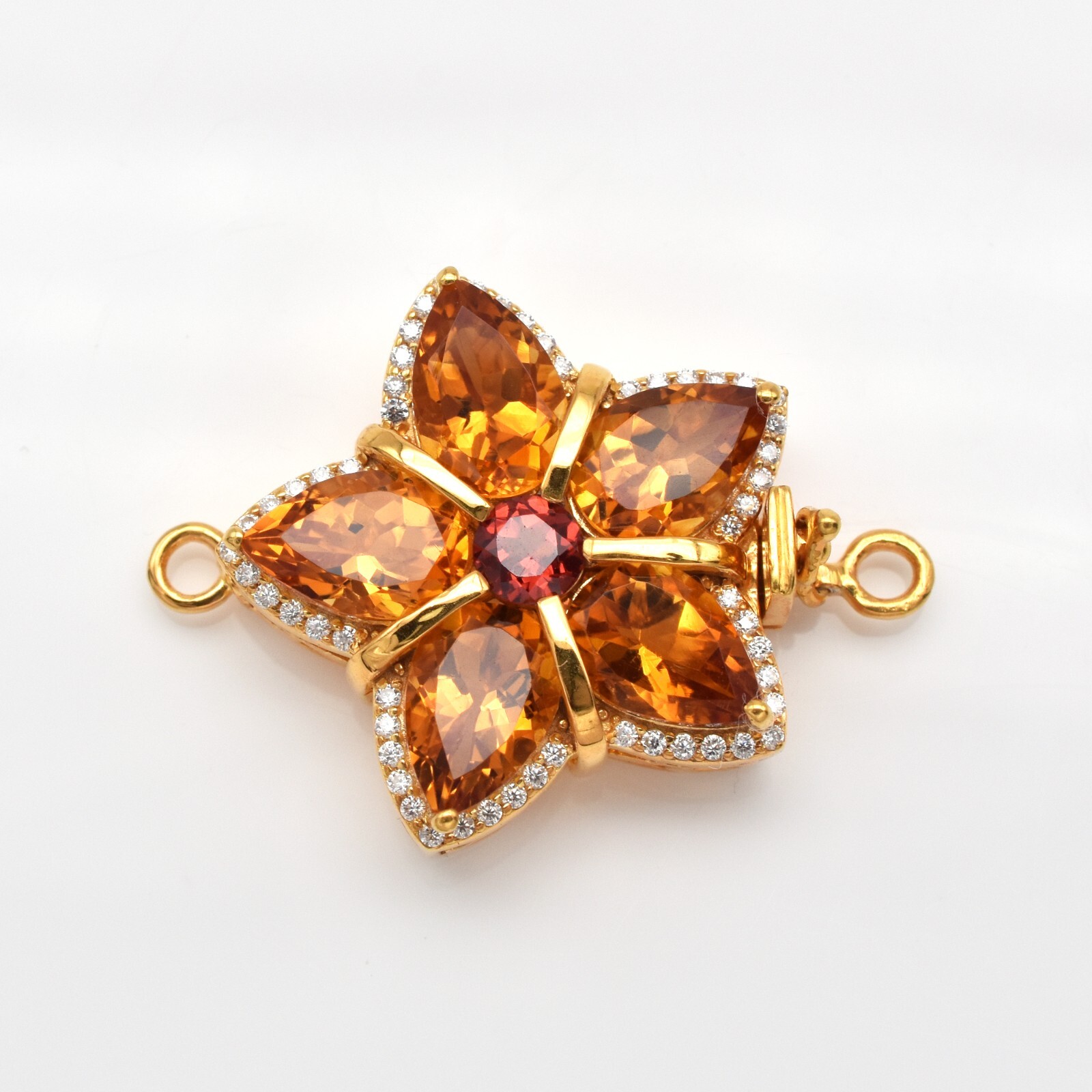Clasp of Genuine CITRINE/MOISSANITE/GARNET/W32MM/L22MM/H8.5MM/6.84Gr/$ 190.00