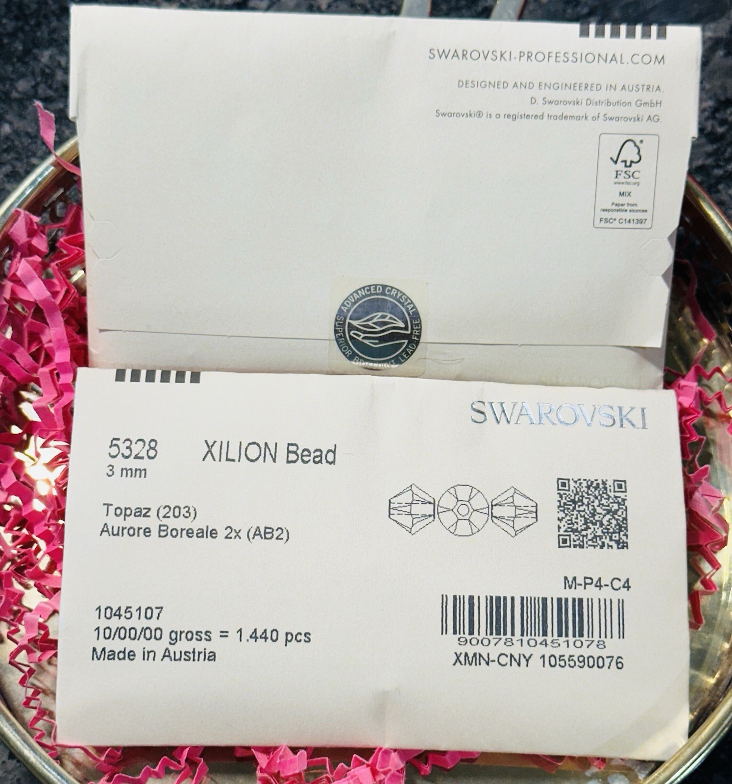 Swarovski 5328 3mm Topaz AB 2X 1440 pcs Brand New Sealed Factory pack