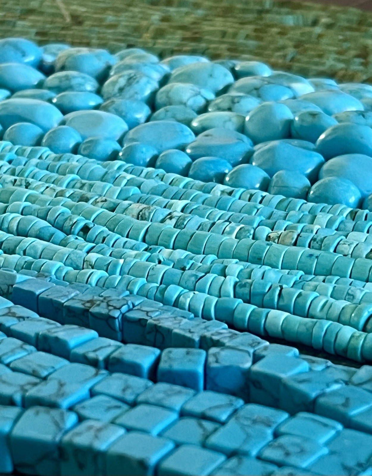 Genuine Blue Turquoise Bead Lot Jewelry Making Heishi Nugget Square 34 Strands +
