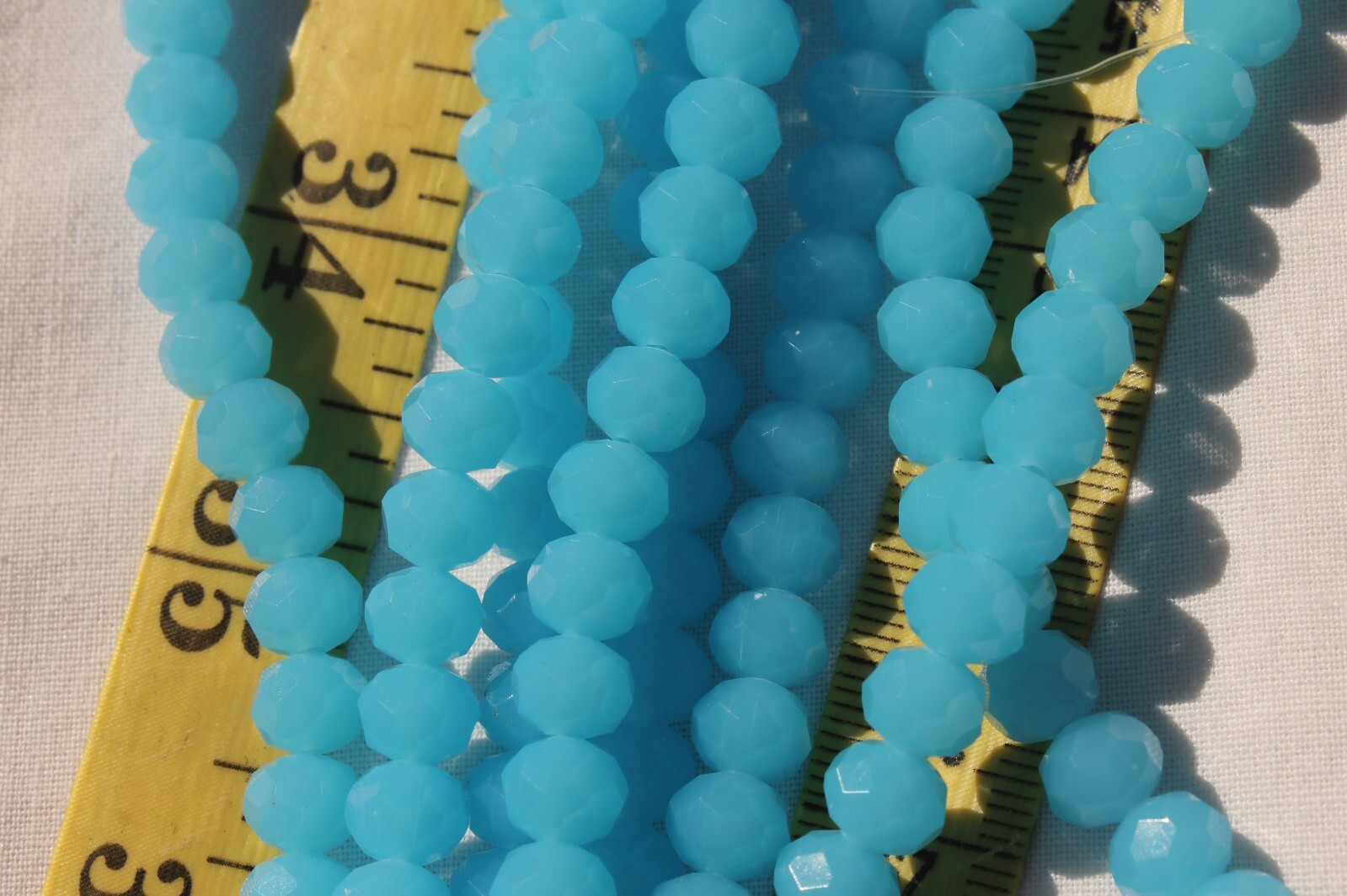 62 Loose Beads 8x6mm Milky Powder Blue Crystal Faceted Rondelle Jewelry Bead