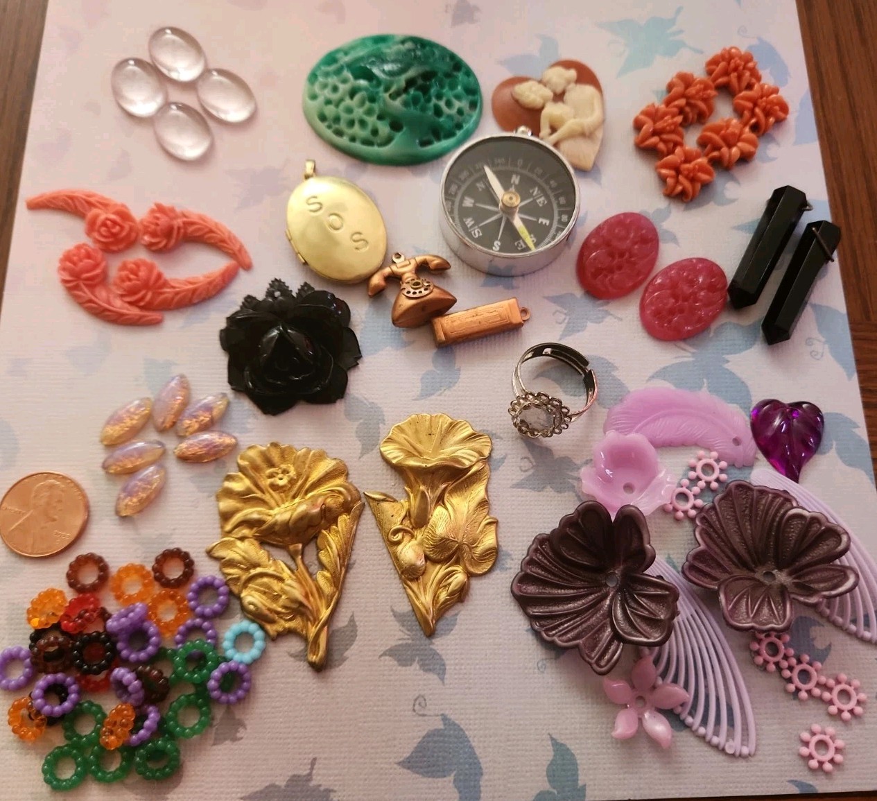20 Bags Of Vintage Cabs,Beads, Brass Stampings,Charms & More for Jewelry Making