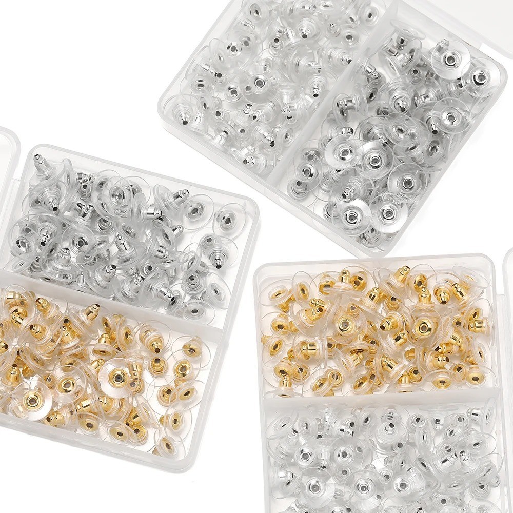 100 Pcs Metal Earring Clutch Jewelry Making Tools Back Stopper Backs with Pad