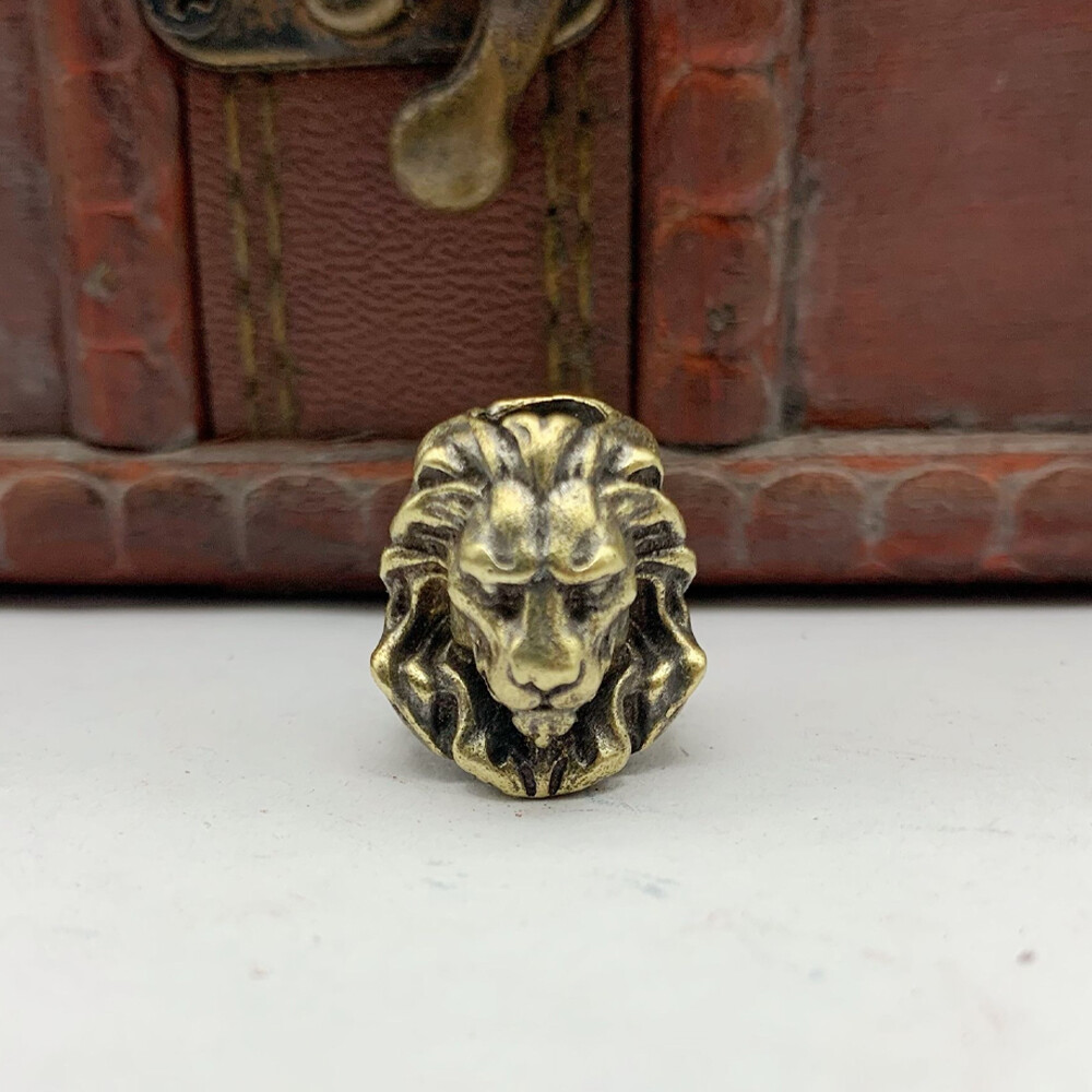 Lanyard Bead Knife Tool Paracord Beads Pendant Bracelet Beads Brass Lion Head US