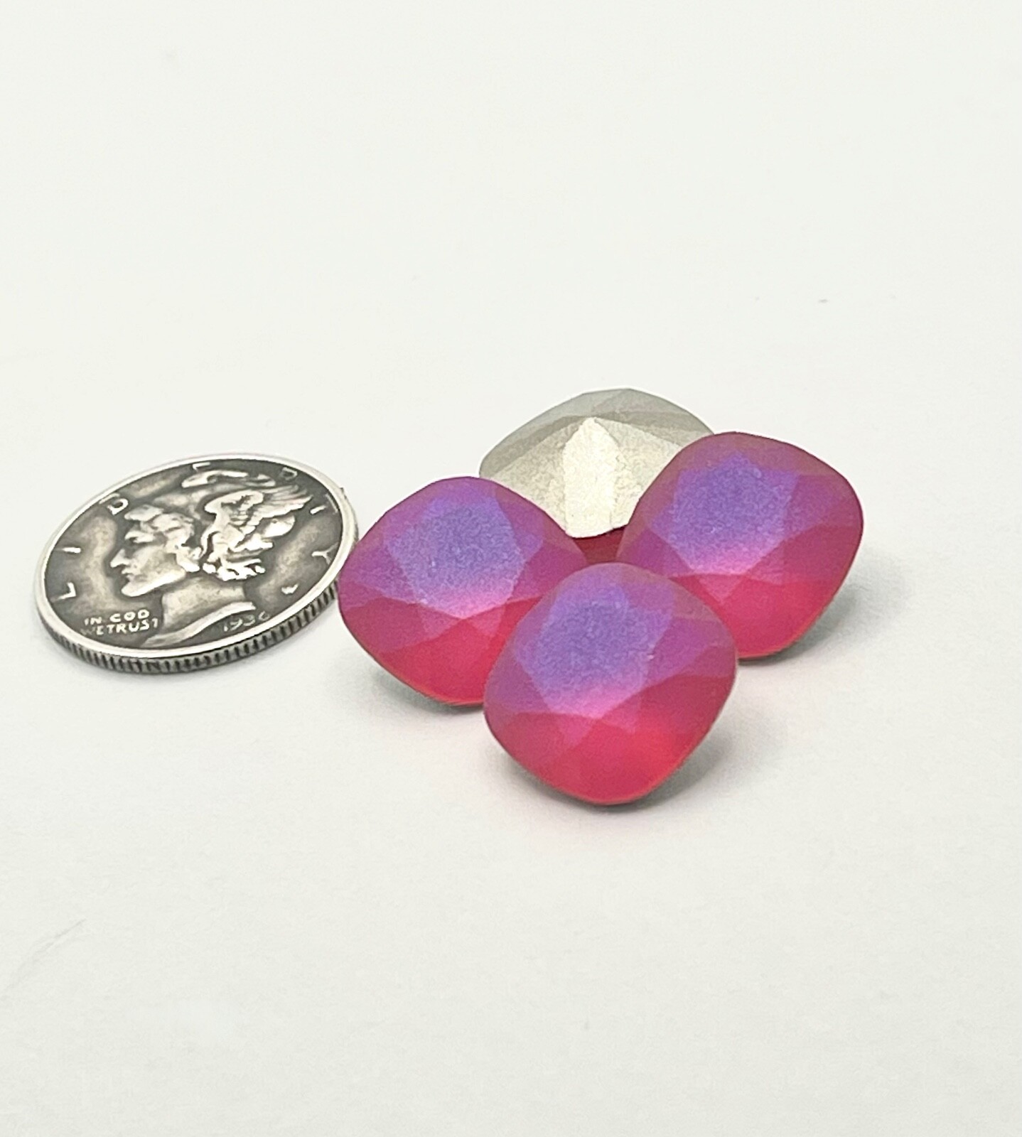 Light Siam Frost F (12mm) Swarovski 4470 Cushion Cut Stone
