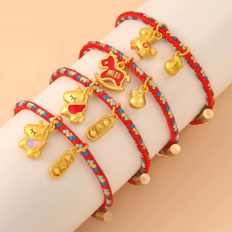 Year of the Horse Chinese Red String Bracelet, Adjustable Lucky Charm Brace – 01