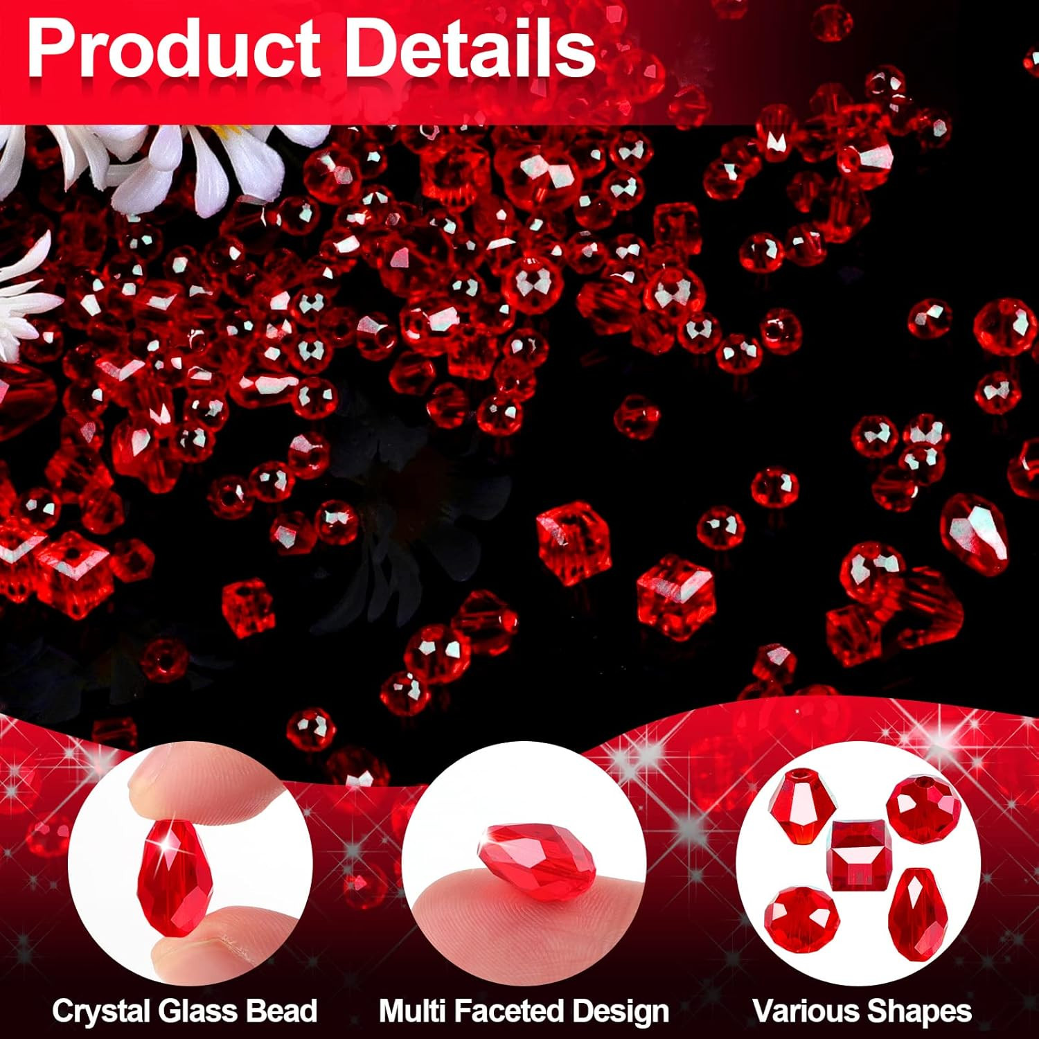 Crystal Beads, 600 Pcs Glass Beads, Assorted Crystal Beads for Jewelry Making, R