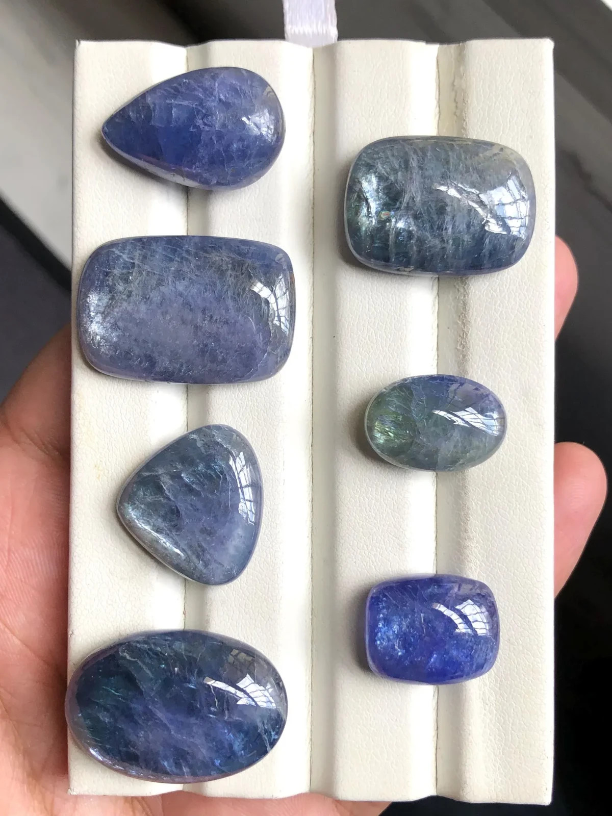 AAA Natural Bi-Color Tanzanite Cabochon, Natural Violet-Blue Gemstone