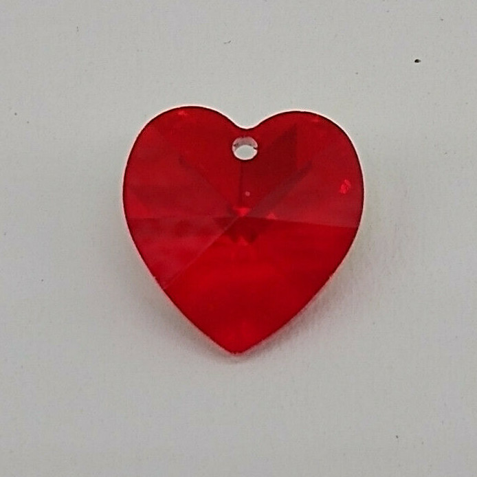 Swarovski Crystal Light Siam AB 14mm Heart 6228 Pendants; Red; July Birthstone