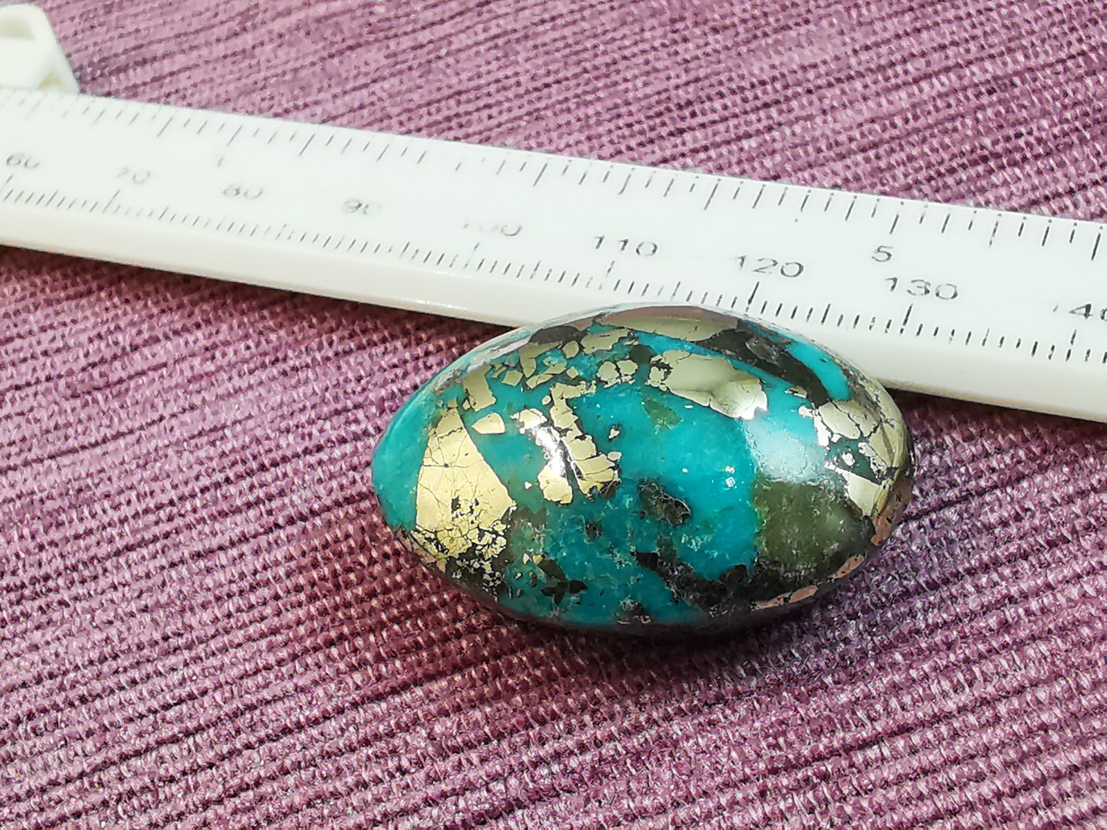 Turquoise & Pyrite Cabochon, Oval Shape, Stabilized Natural Turquoise, 100 Carat