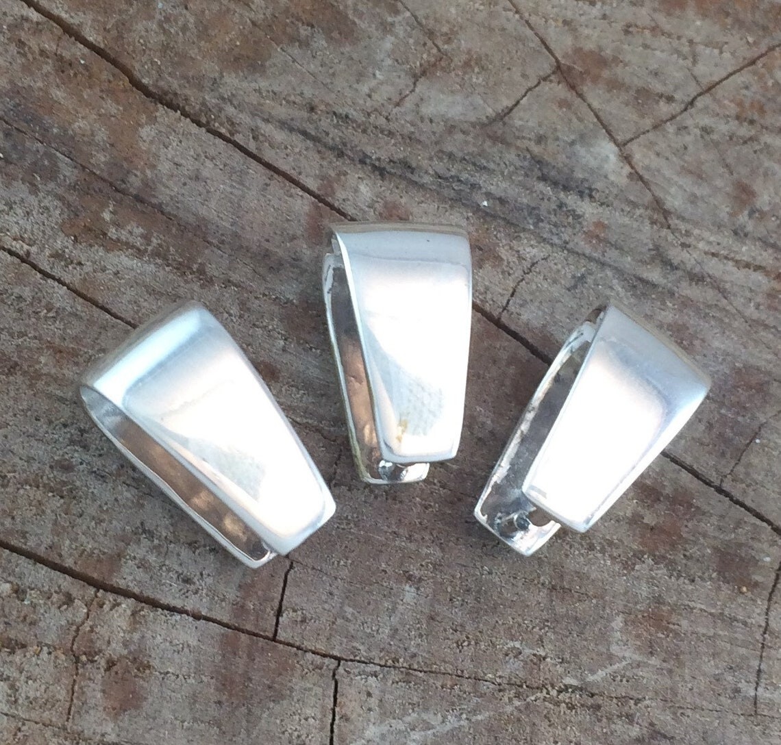 Sterling Silver Pinch Bail 8mm x 14mm .925 Highly Polished Finding