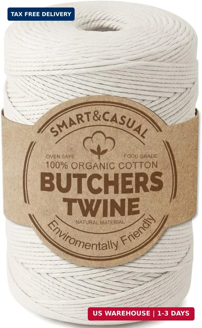 SMART&CASUAL 700 Feet 100% Cotton Butcher Twine String 2mm Food-Grade Cooking Tw