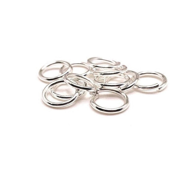 8mm, 18g, Silver plated Open Jump Rings – US Seller