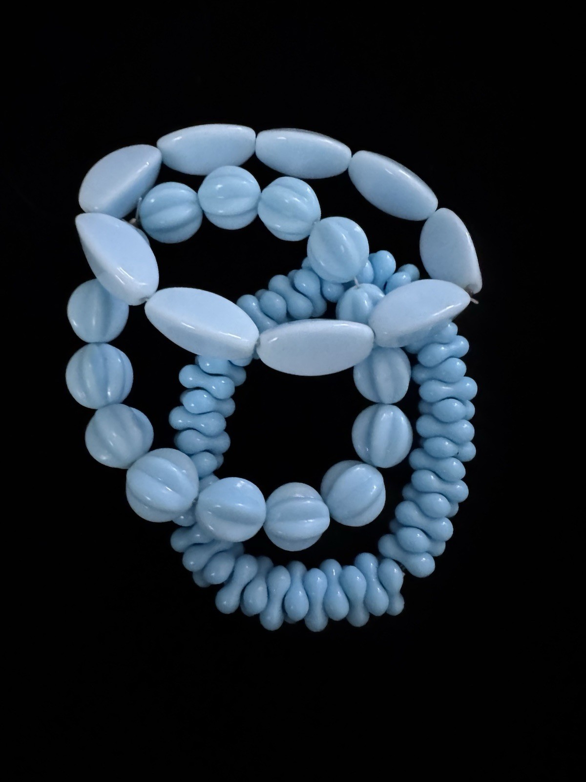 UNIQUE OFFER VINTAGE GERMAN BLUE GLASS BEADS NOS