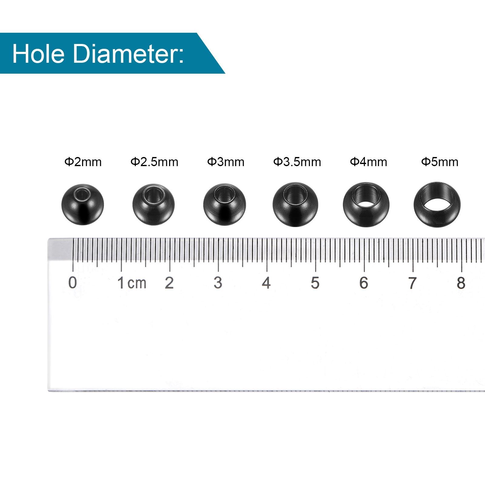 20pcs Beads 8mm Stainless Steel 3mm Hole Dia Bead for DIY Crafts Black