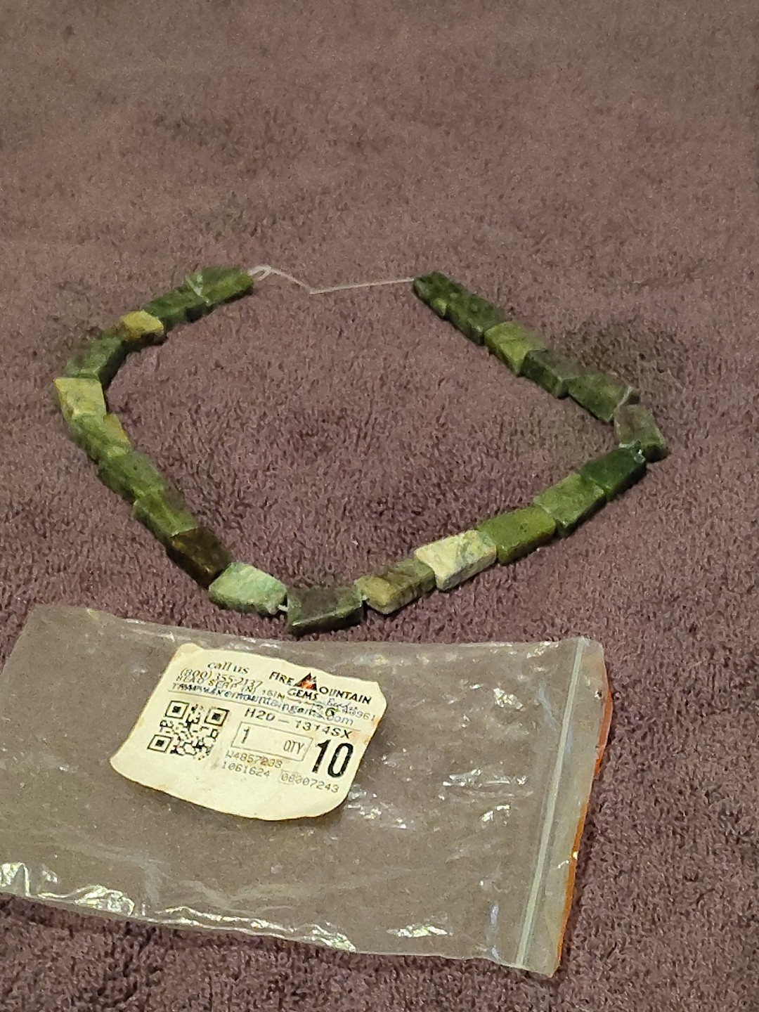 Jadeite Green Glass Beads on 15″ string Fire Mountain Gems New 22 Gem Stones