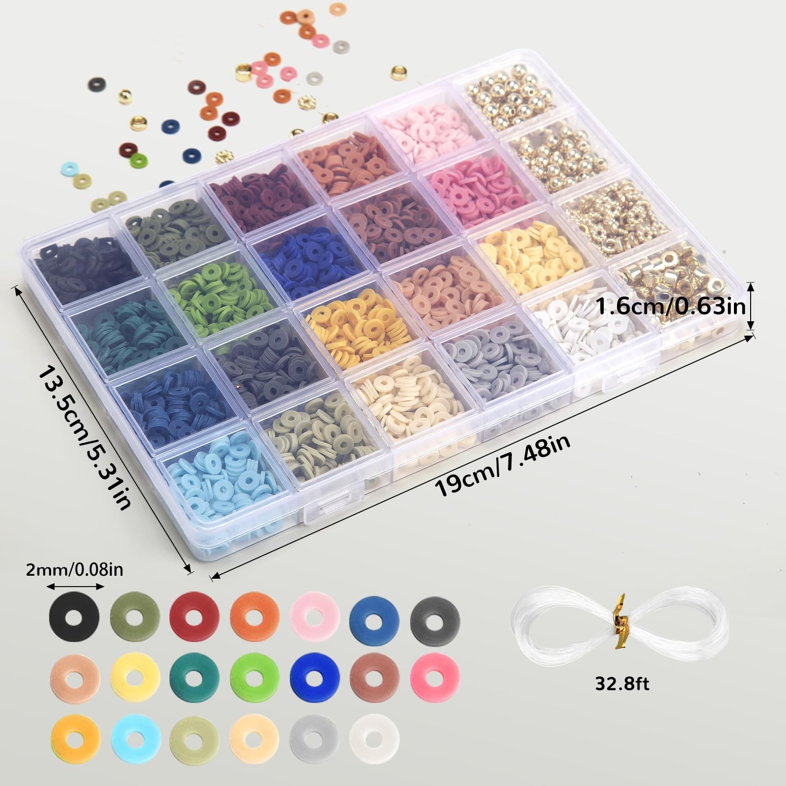 2590pcs Earth Tone Clay Beads for Bracelets Making