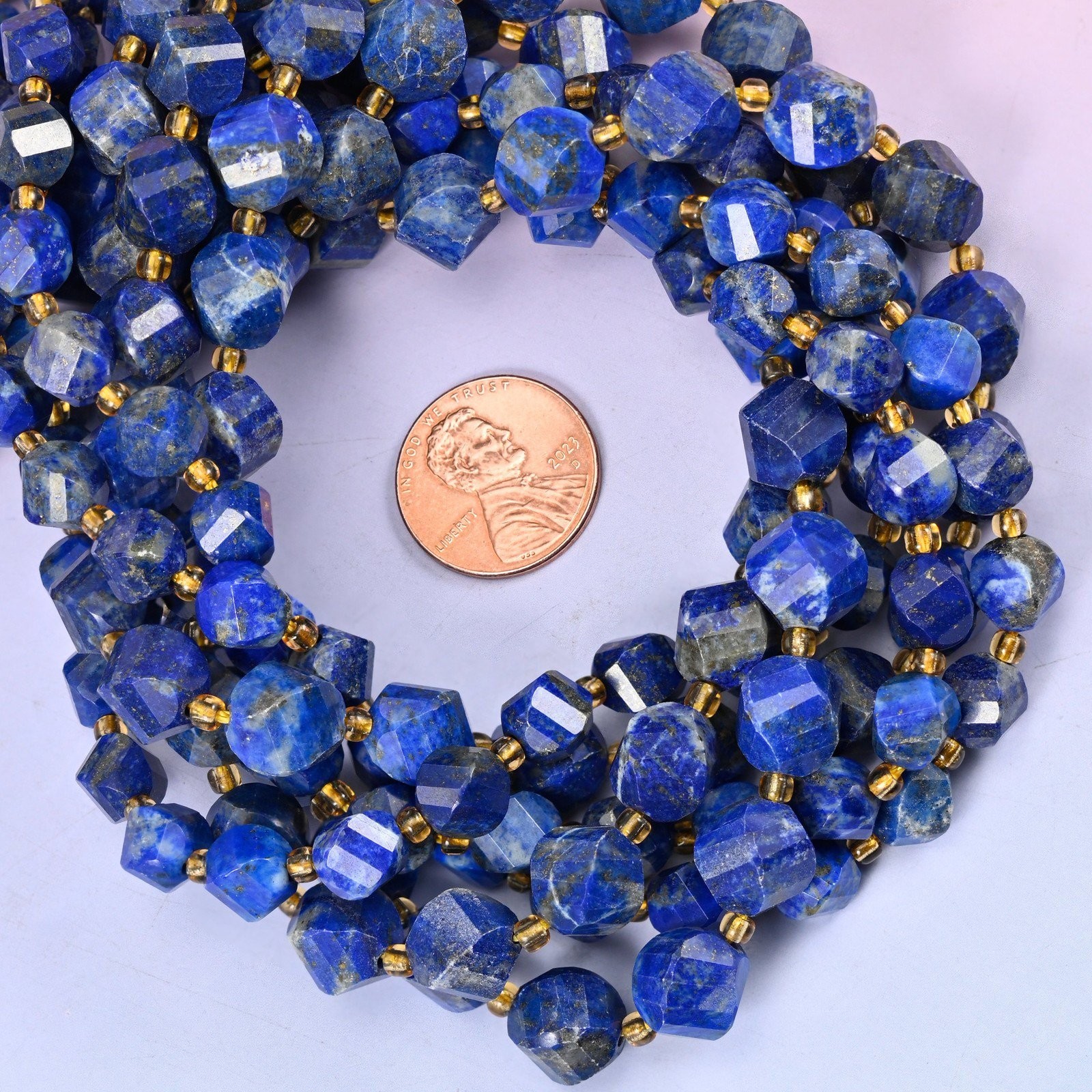 Lapis Lazuli Faceted Spiral Twist Beads: Size 8mm 10mm, Jewelry Making