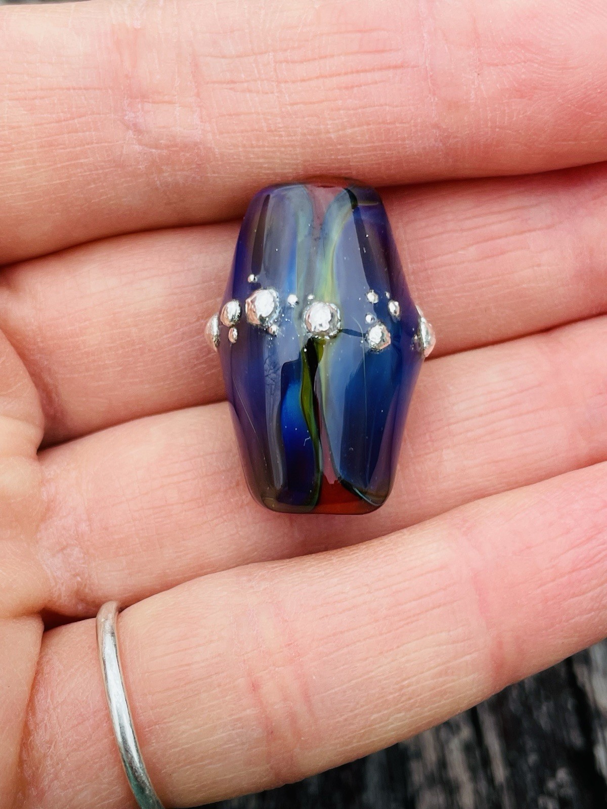Lampwork Glass Focal Bead HANDMADE Lampwork Bead Artisan Made With Fine Silver