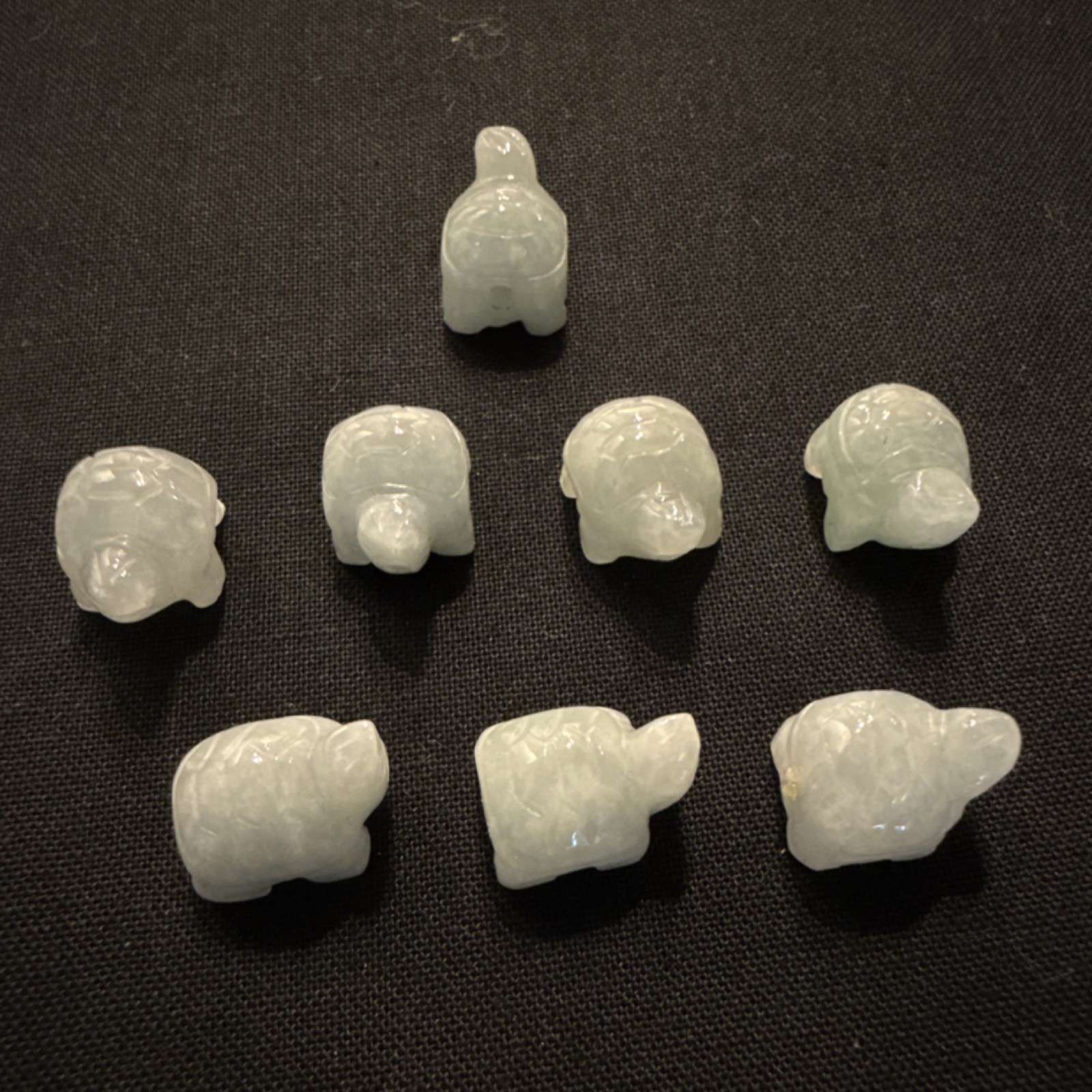 Lot of 8 Small Jade Turtle Beaded Figurines 8mm