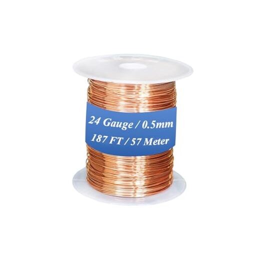 99.98% Bare Copper Wire 24Gauge (0.019″) 187ft (57m) Copper Wire 24 Gauge,187FT