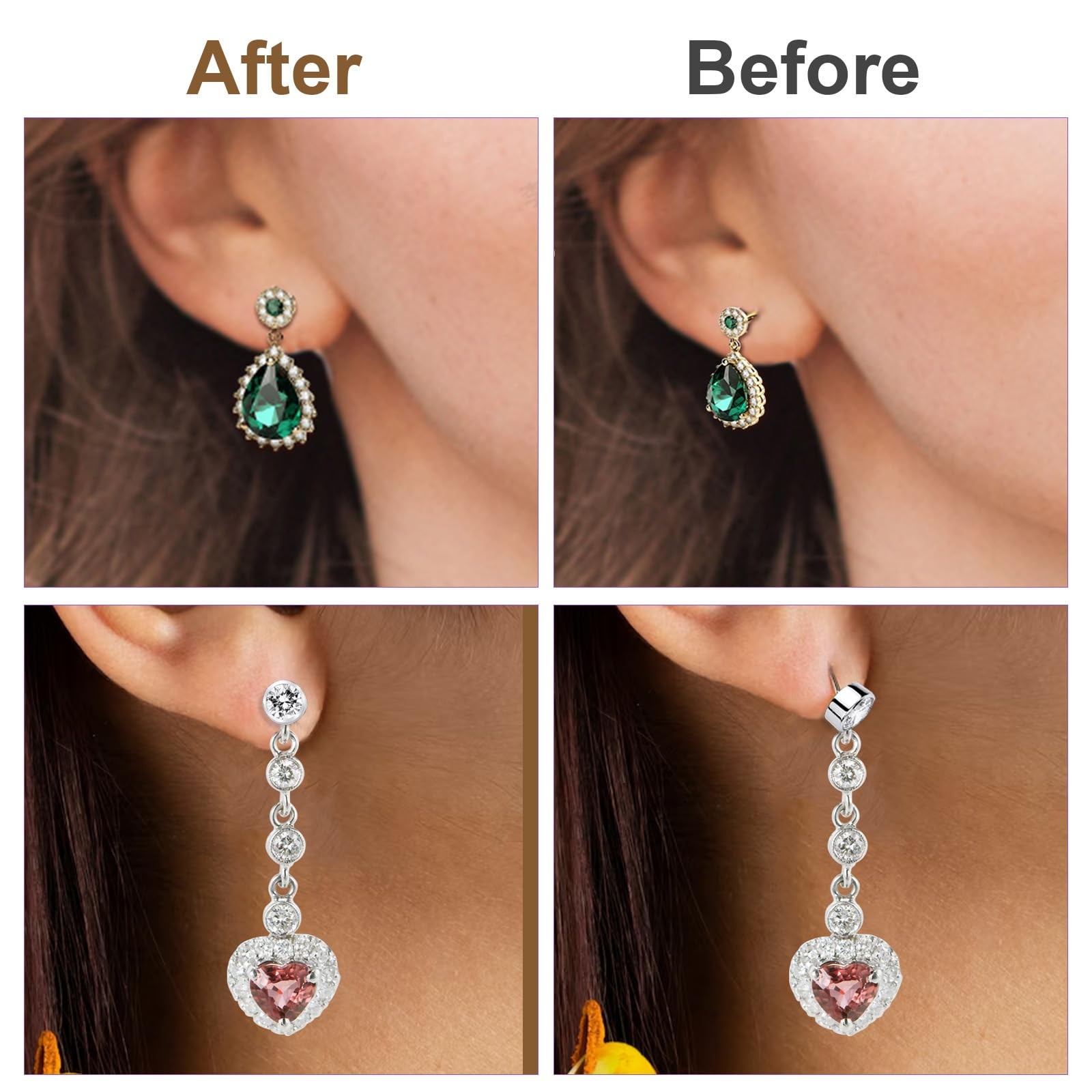 4 Pairs Earring Backs for Droopy Ears, Earring Lifter for Heavy Support Backs