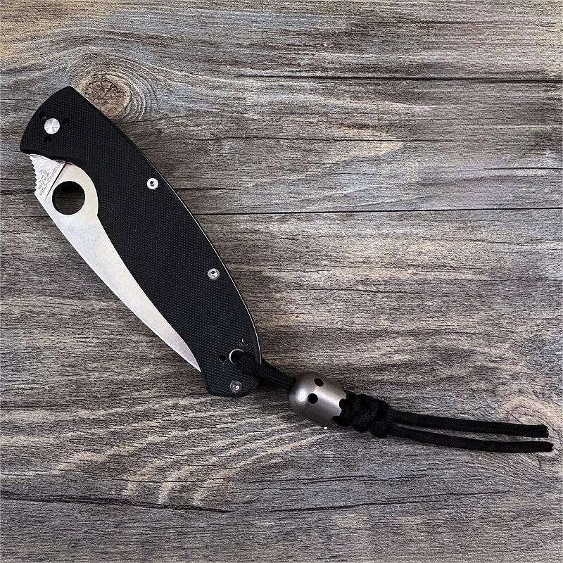 Titanium Knife Lanyard Bead Paracord Necklace Pendant Keychain EDC Zipper Pull