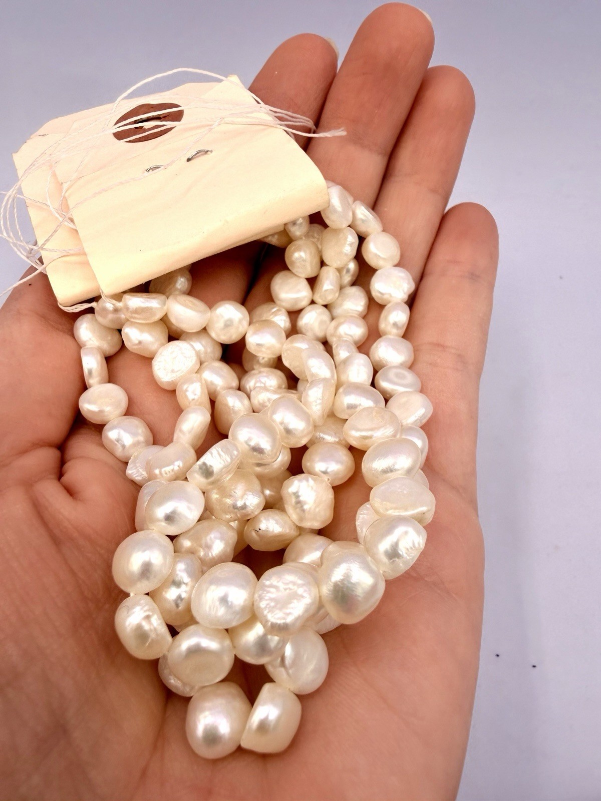 2 Strands White Baroque Pearls Appx 8mm Freshwater Nuggets 16” Jewelry Artisan