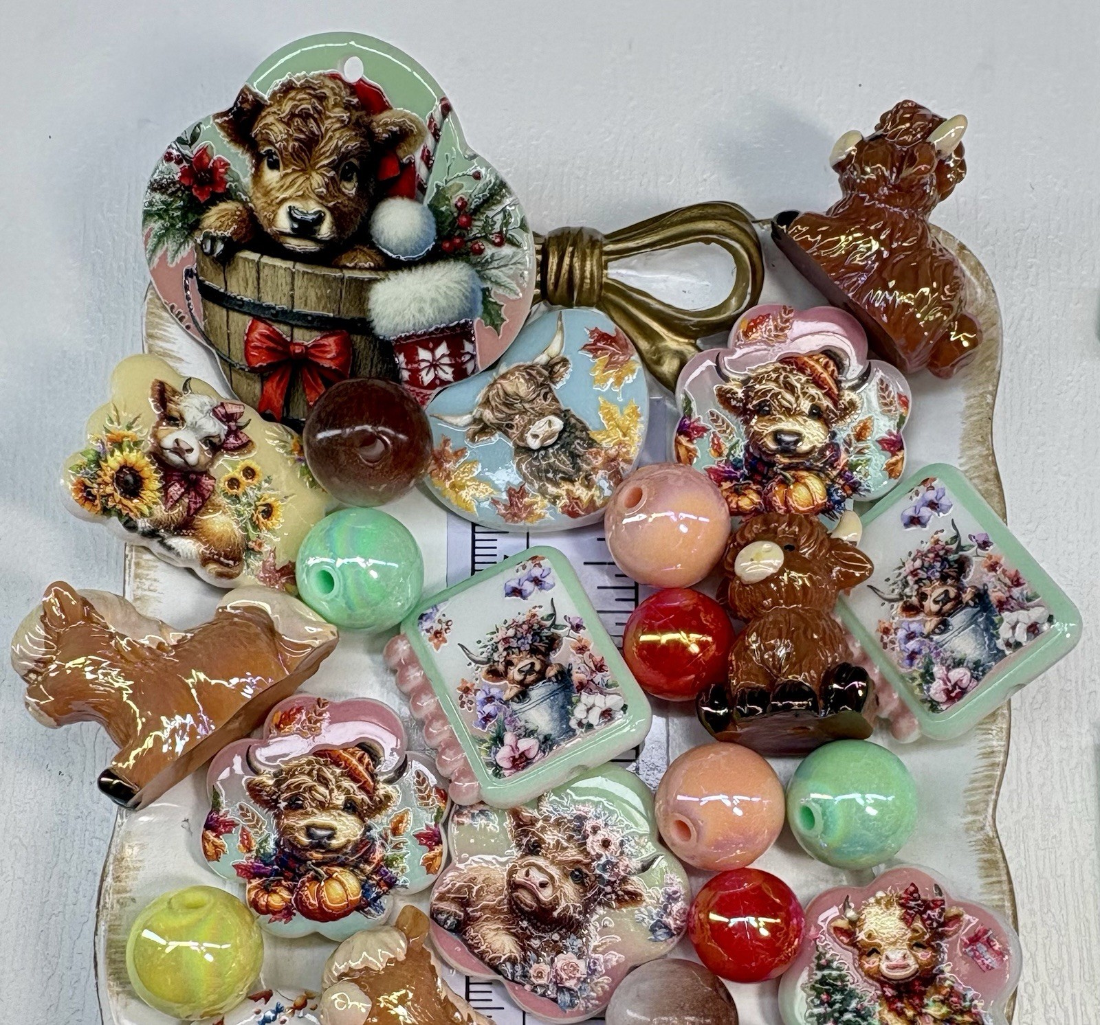 36 Highland Cow Focal Beads For Pens ✨Keychains✨Includes ✨3D Beads And Pen✨