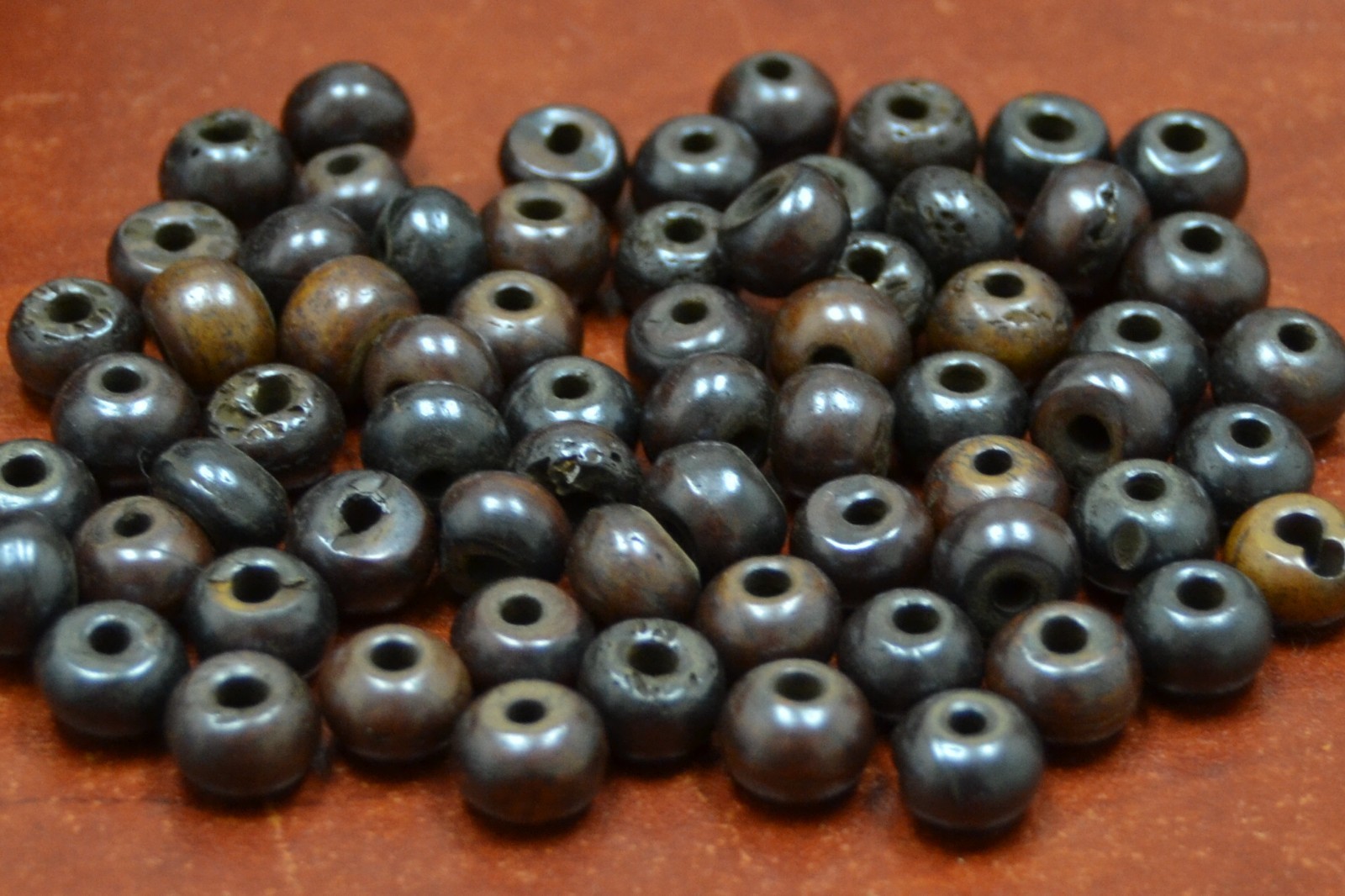 120 PCS DARK BROWN ROUND BUFFALO BONE BEADING BEADS 8MM