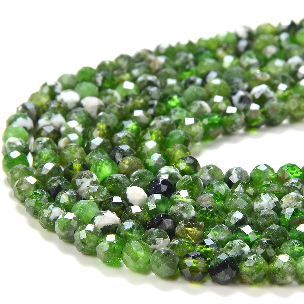 Natural Chrome Diopside A Micro Faceted Round 2MM 3MM Loose Beads 15 inch (P53)