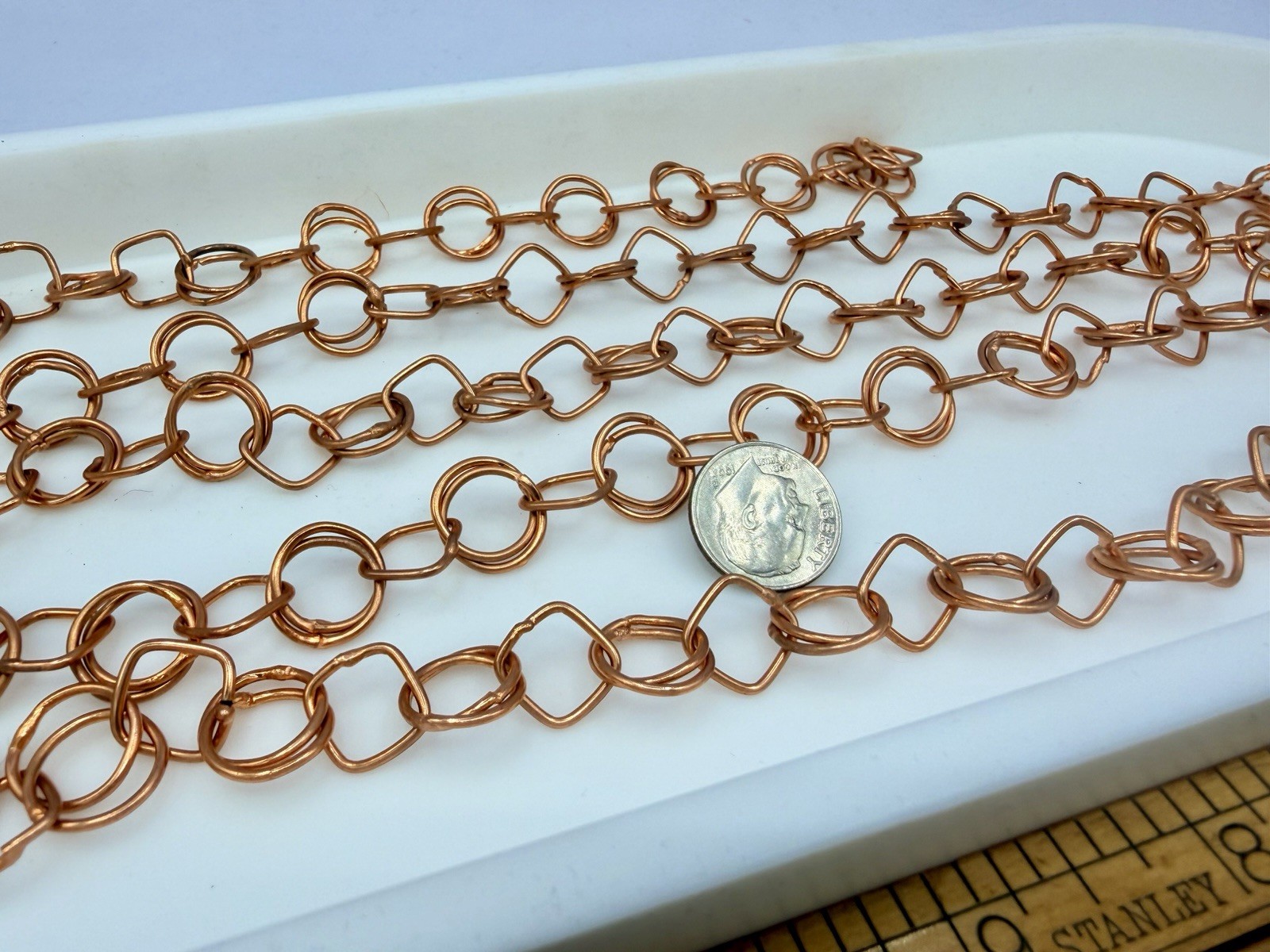 50” Handmade Copper Tone Chain Footage Squares & Circles Soldered Jewelry Making